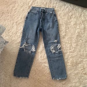 Pacsun Knee Ripped High Rise Straight Jeans